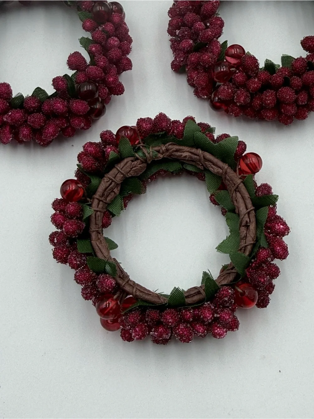 Vintage Pier 1 Sugared Cranberry Napkin Rings Set Of 12 Christmas Holiday NEW!